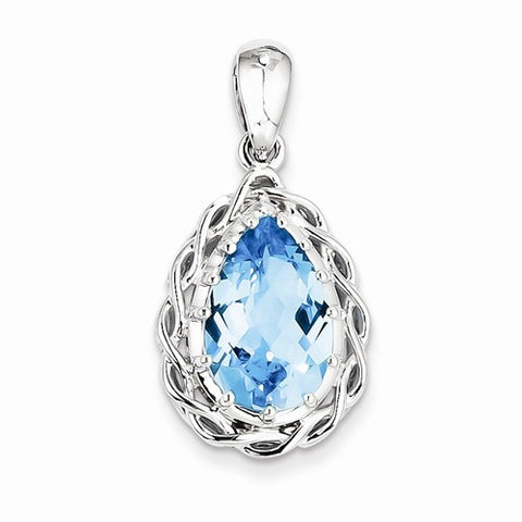 Sterling Silver Blue Topaz pendant, Charm