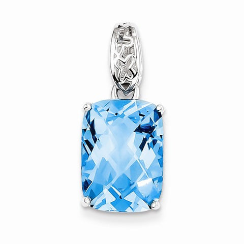 Sterling Silver Blue Topaz Pendant, Alluring Pendants for Necklace