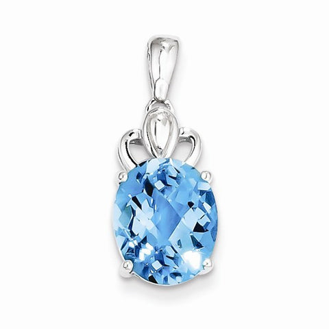 Sterling Silver Blue Topaz Pendant, Beautiful Pendants for Necklace