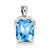 Sterling Silver Blue Topaz and Diamond Pendant, Delightful Pendants for Necklace