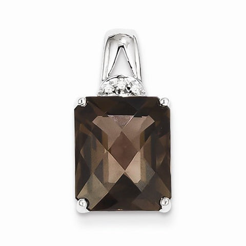 Sterling Silver Smokey Quartz and Diamond pendant, Charm