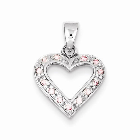 Sterling Silver Pink CZ Heart Pendant, Appealing Pendants for Necklace