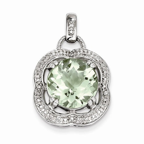 Sterling Silver Green Quartz Pendant, Adorable Pendants for Necklace