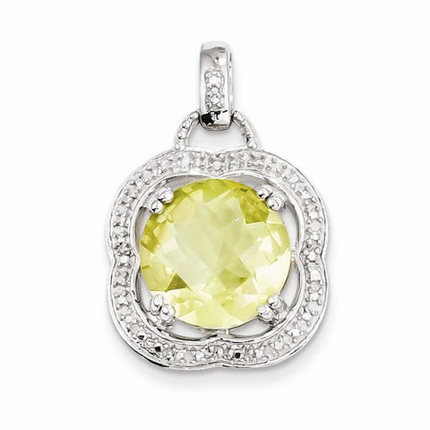 Sterling Silver Lemon Quartz Pendant, Delightful Pendants for Necklace