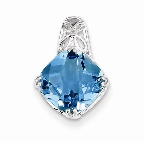 Sterling Silver Blue Topaz Pendant, Lovely Pendants for Necklace