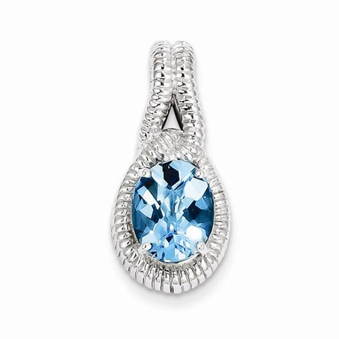 Sterling Silver Blue Topaz Pendant, Pretty Pendants for Necklace