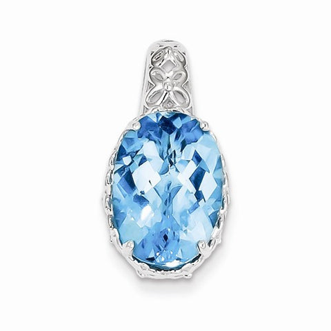 Sterling Silver Blue Topaz Pendant, Alluring Pendants for Necklace