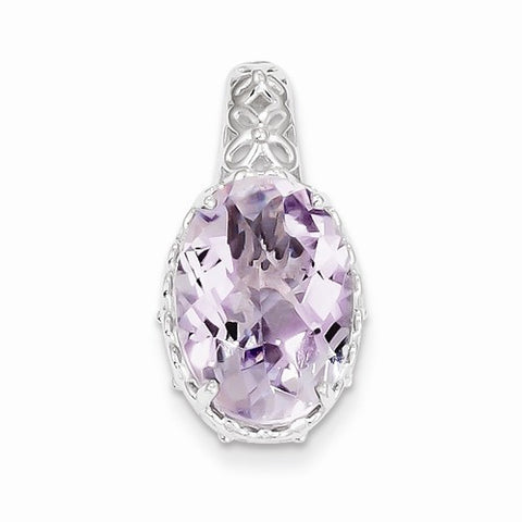 Sterling Silver Pink Quartz Pendant, Charm