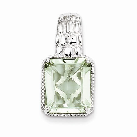 Sterling Silver Green Quartz Pendant, Pretty Pendants for Necklace