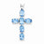 Sterling Silver Rhodium Plated Light Swiss Blue Topaz Cross Pendant, Pendants for Necklace