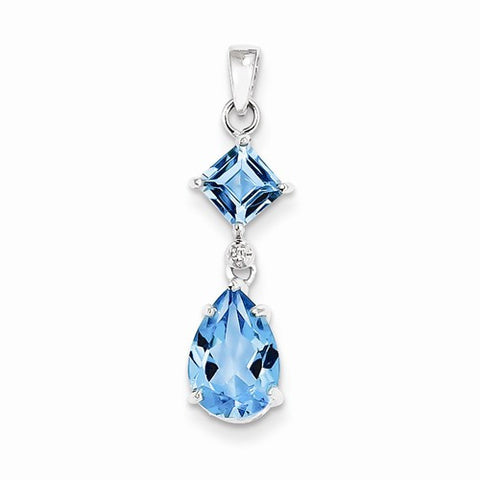 Sterling Silver Rhodium Plated Diamond & Light Swiss BT pendant, Alluring Pendants for Necklace