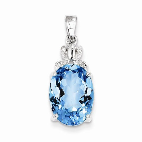 Sterling Silver Rhodium Plated Diamond & Light Swiss BT Pendant, Appealing Pendants for Necklace
