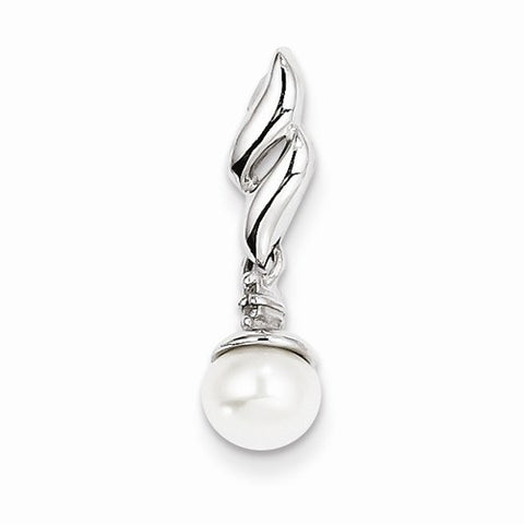 Sterling Silver Rhodium Plated Diamond & FW Cultured Pearl pendant, Adorable Pendants for Necklace