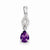Sterling Silver Rhodium Plated Diamond & Amethyst Dangle Pendant, Pendants for Necklace