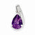 Sterling Silver Rhodium Plated Diamond & Amethyst Teardrop pendant, Gorgeous Pendants for Necklace