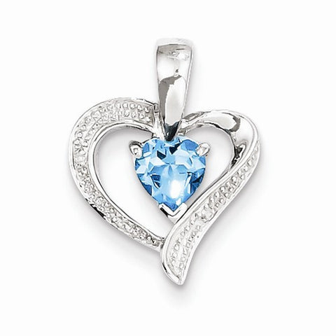 Sterling Silver Rhodium Plated Diamond & Lt Swiss BT Heart pendant, Classy Pendants for Necklace