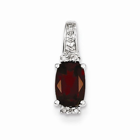 Sterling Silver Rhodium Plated Diamond & Garnet Pendant, Pendants for Necklace