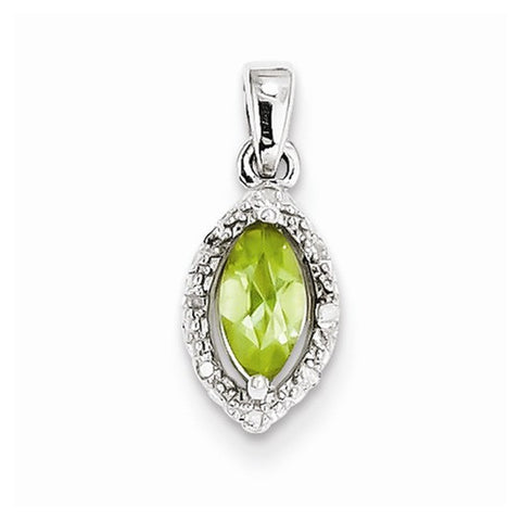 Sterling Silver Diamond and Peridot Pendant, Pendants for Necklace