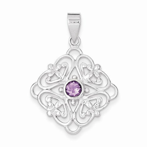 Sterling Silver Amethyst Pendant, Pretty Pendants for Necklace