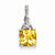 Sterling Silver Rhodium Plated Diamond Citrine Cushion Pendant, Pendants for Necklace