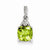 Sterling Silver Rhodium Plated Diamond Peridot Cushion Pendant, Pendants for Necklace