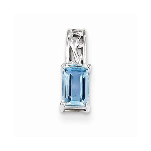 Sterling Silver Rhodium Plated Sky Blue Topaz Rectangle Pendant, Pendants for Necklace