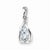 Sterling Silver Rhodium Plated Dia. & Aquamarine Oval pendant, Dazzling Pendants for Necklace