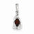 Sterling Silver Rhodium Plated Diamond & Garnet Oval pendant, Exquisite Pendants for Necklace