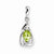 Sterling Silver Rhodium Plated Diamond & Peridot Oval pendant, Fine Pendants for Necklace