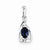 Sterling Silver Rhodium Plated Diamond & Sapphire Oval pendant, Pendants for Necklace