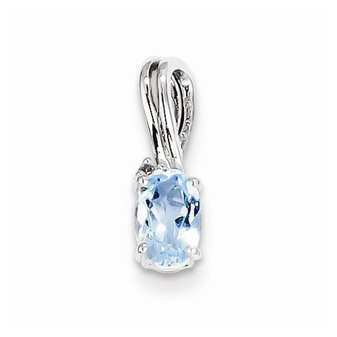 Sterling Silver Rhodium Plated Dia. & Sky Blue Topaz Oval pendant, Exquisite Pendants for Necklace