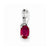 Sterling Silver Rhodium Plated Diamond & Ruby Oval pendant, Pretty Pendants for Necklace