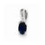 Sterling Silver Rhodium Plated Diamond and Sapphire Oval Pendant, Pendants for Necklace