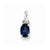 Sterling Silver Rhodium Plated Diamond Sapphire Oval Pendant, Pendants for Necklace