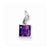 Sterling Silver Rhodium Plated Dia. & Amethyst Square Pendant, Pendants for Necklace