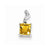 Sterling Silver Rhodium Plated Diamond & Citrine Square pendant, Pretty Pendants for Necklace