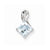 Sterling Silver Rhodium Plated Dia. & Aquamarine Square pendant, Stylish Pendants for Necklace