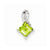 Sterling Silver Rhodium Plated Diamond & Peridot Square pendant, Charm