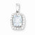 Sterling Silver Rhodium Plated White Topaz & Aquamarine pendant, Fine Pendants for Necklace