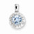 Sterling Silver Rhodium Plated White Topaz & Aquamarine pendant, Classy Pendants for Necklace