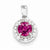 Sterling Silver Rhodium Plated White Topaz & Pink Tourm. pendant, Alluring Pendants for Necklace