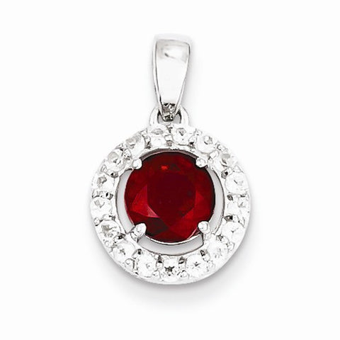 Sterling Silver Rhodium Plated White Topaz & African Ruby Pendant, Appealing Pendants for Necklace