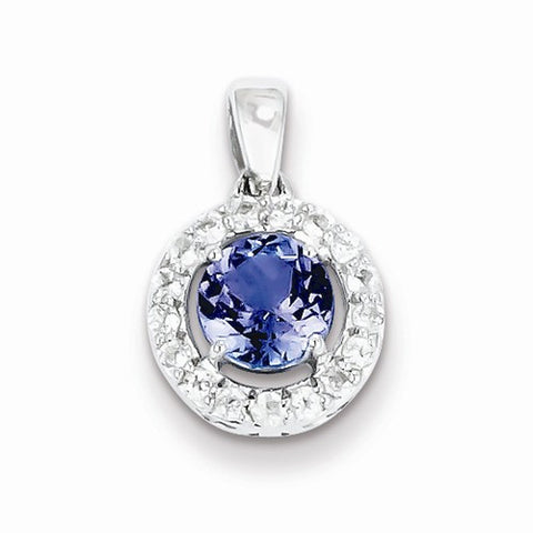 Sterling Silver Rhodium Plated White Topaz & Tanzanite Pendant, Adorable Pendants for Necklace