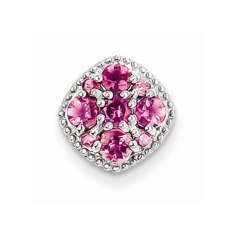 Sterling Silver Rhodium Plated Pink Tourmaline Slide Pendant, Pendants for Necklace