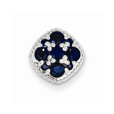 Sterling Silver Rhodium Plated Sapphire Square Slide Pendant, Pendants for Necklace
