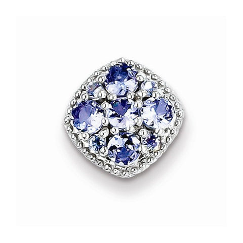 Sterling Silver Rhodium Plated Tanzanite Square Slide Pendant, Pendants for Necklace