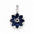 Sterling Silver Rhodium Plated Diamond & Sapphire Flower Pendant, Pendants for Necklace