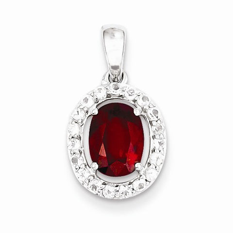 Sterling Silver Rhodium Plated White Topaz African & Ruby Pendant, Pendants for Necklace