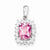 Sterling Silver Rhodium Plated White Topaz Pink Tourmaline pendant, Stylish Pendants for Necklace