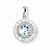 Sterling Silver Rhodium Plated White Topaz Aquamarine Pendant, Pendants for Necklace